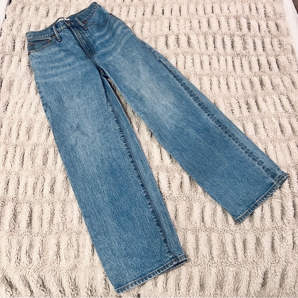 MADEWELL The Perfect Vintage Wide-Leg Crop Jean in Medium/Dark Wash - Size 23 - Picture 2 of 11